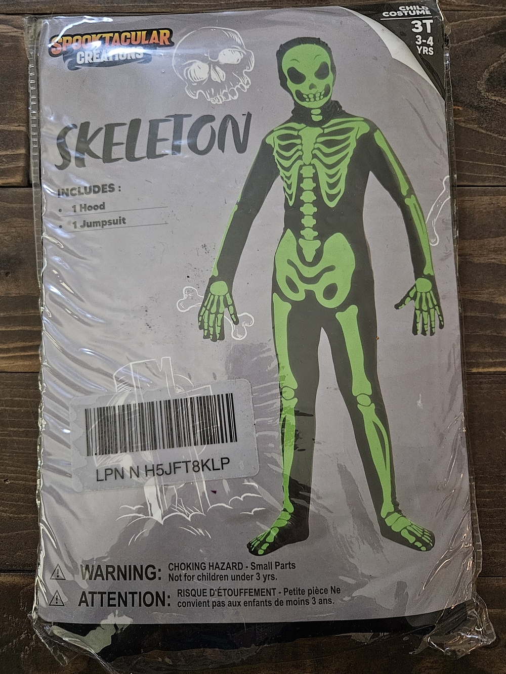 Spooktacular Creations Green Skeleton Kids Jumpsuit Costume - 3T